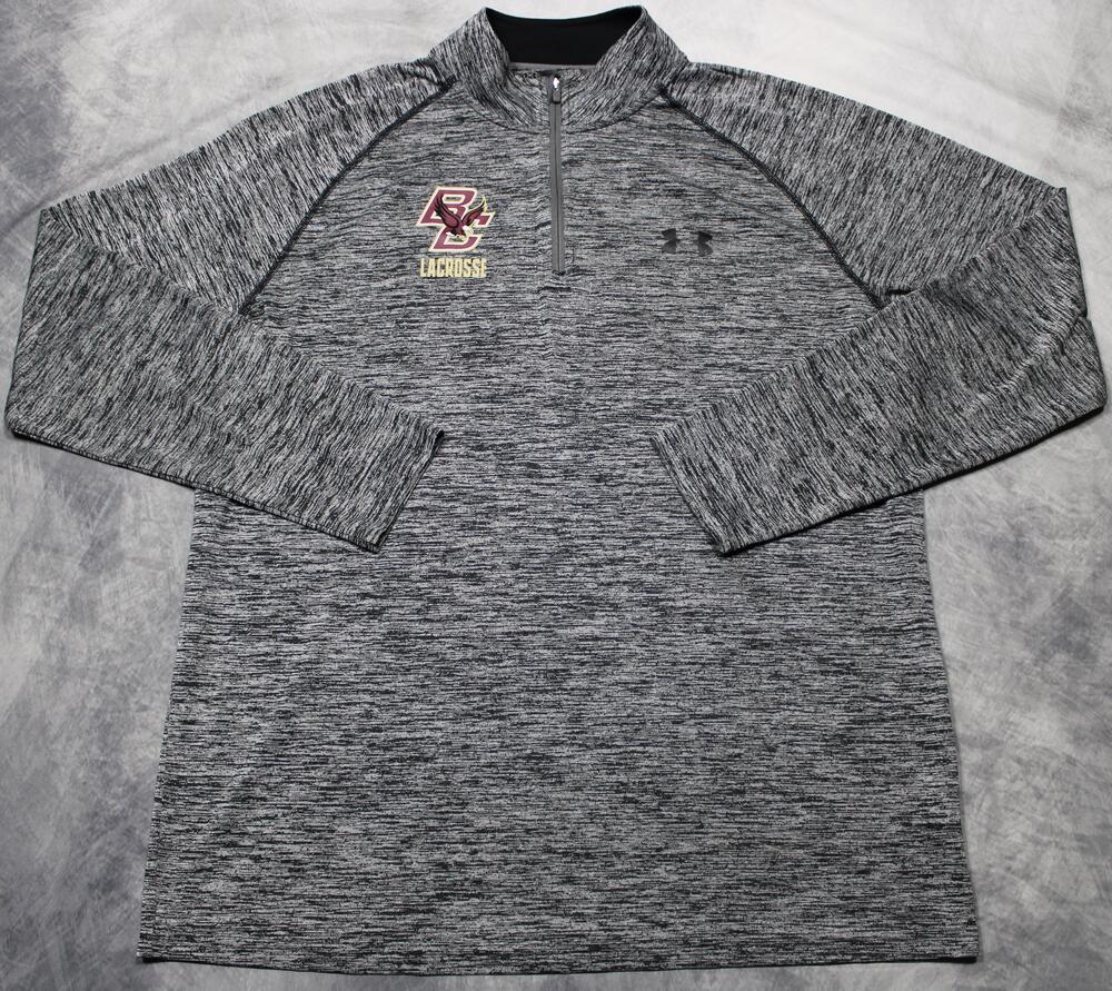 Boston College Eagles Shirt Mens Large Gray NCAA Lacrosse Under Armour 1/4 Zip